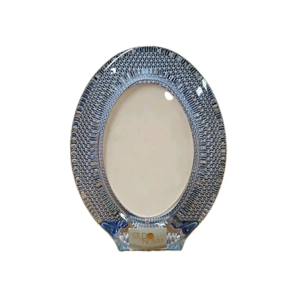 STUDIO NOVA-MAKASA LEAD CRYSTAL OVAL SHAPED PICTURE‎ FRAME BLUE COLOR